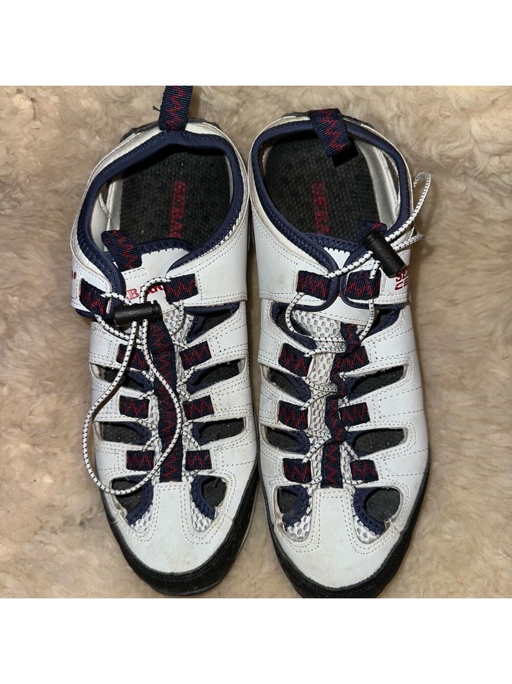 EUC Men's Size 8 1/2 Sebago C3 Cyphon Sea Fisherman Sandal White/Navy